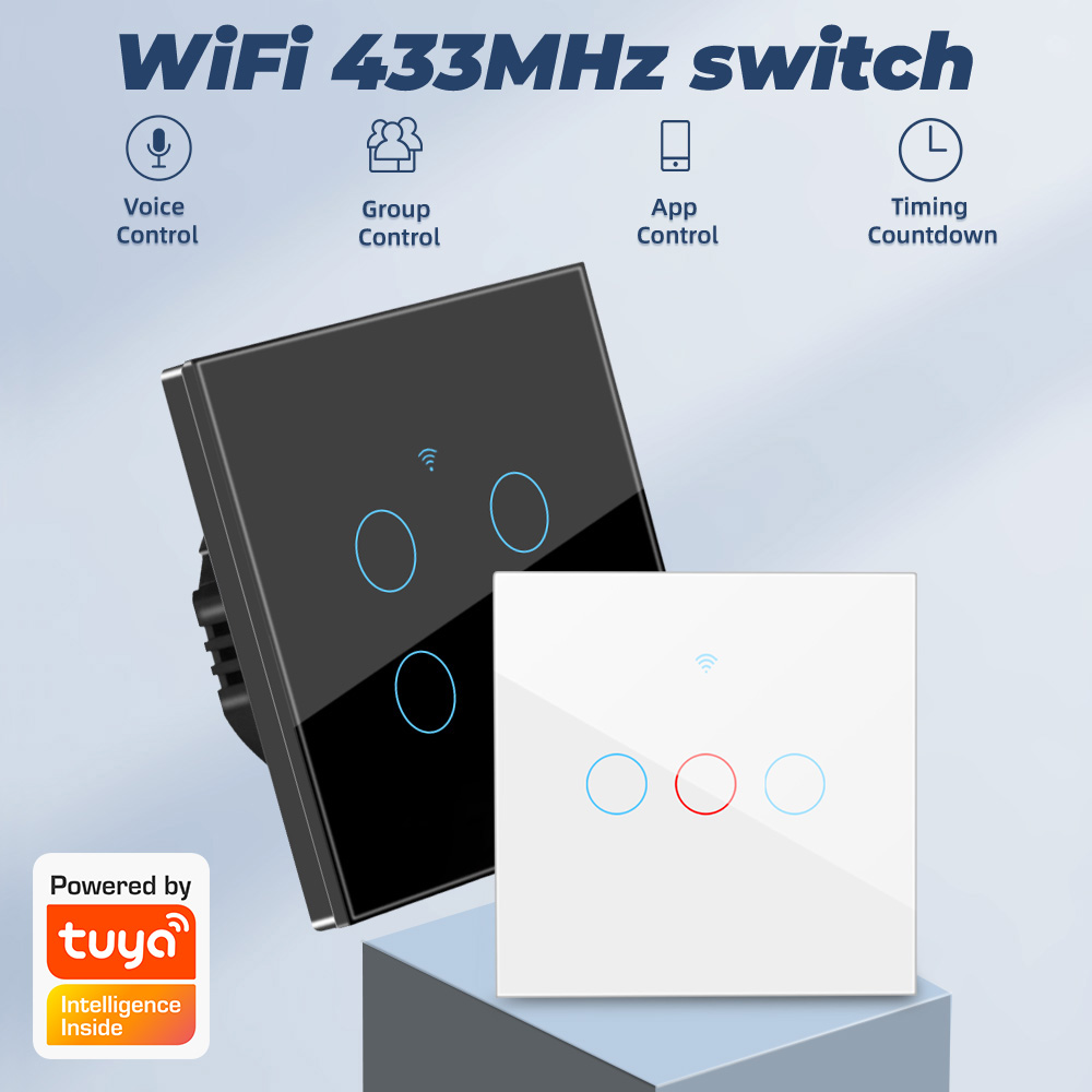 Tuya WiFi + RF 4 Gang Smart Touch Switch White Color - SmartX BD Tuya switch